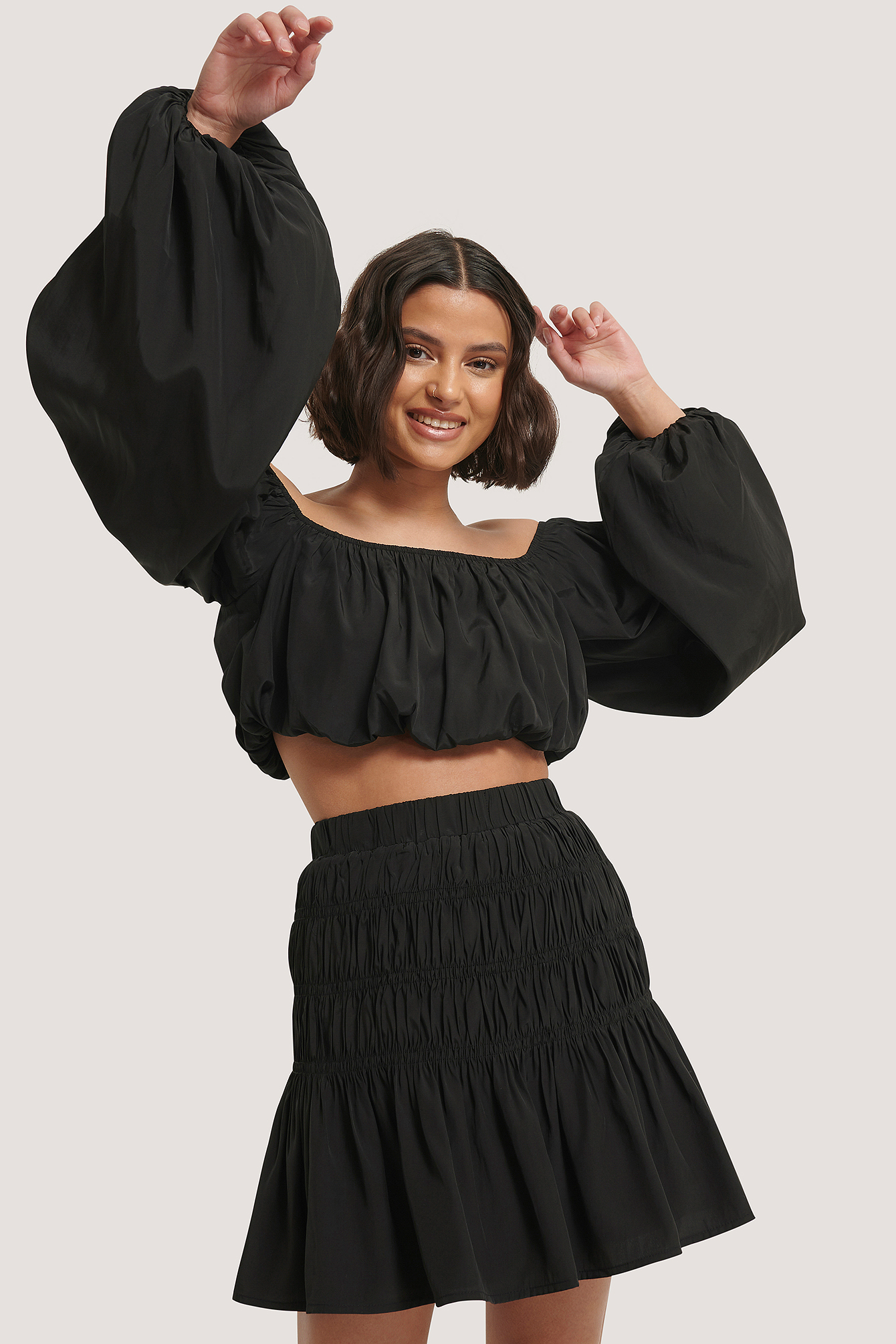 Shirred Mini Skirt Black | na-kd.com